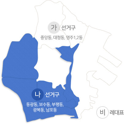 해당선거구는 나선거구 : 동광동, 보수동, 부평동, 광복동, 남포동 입니다.