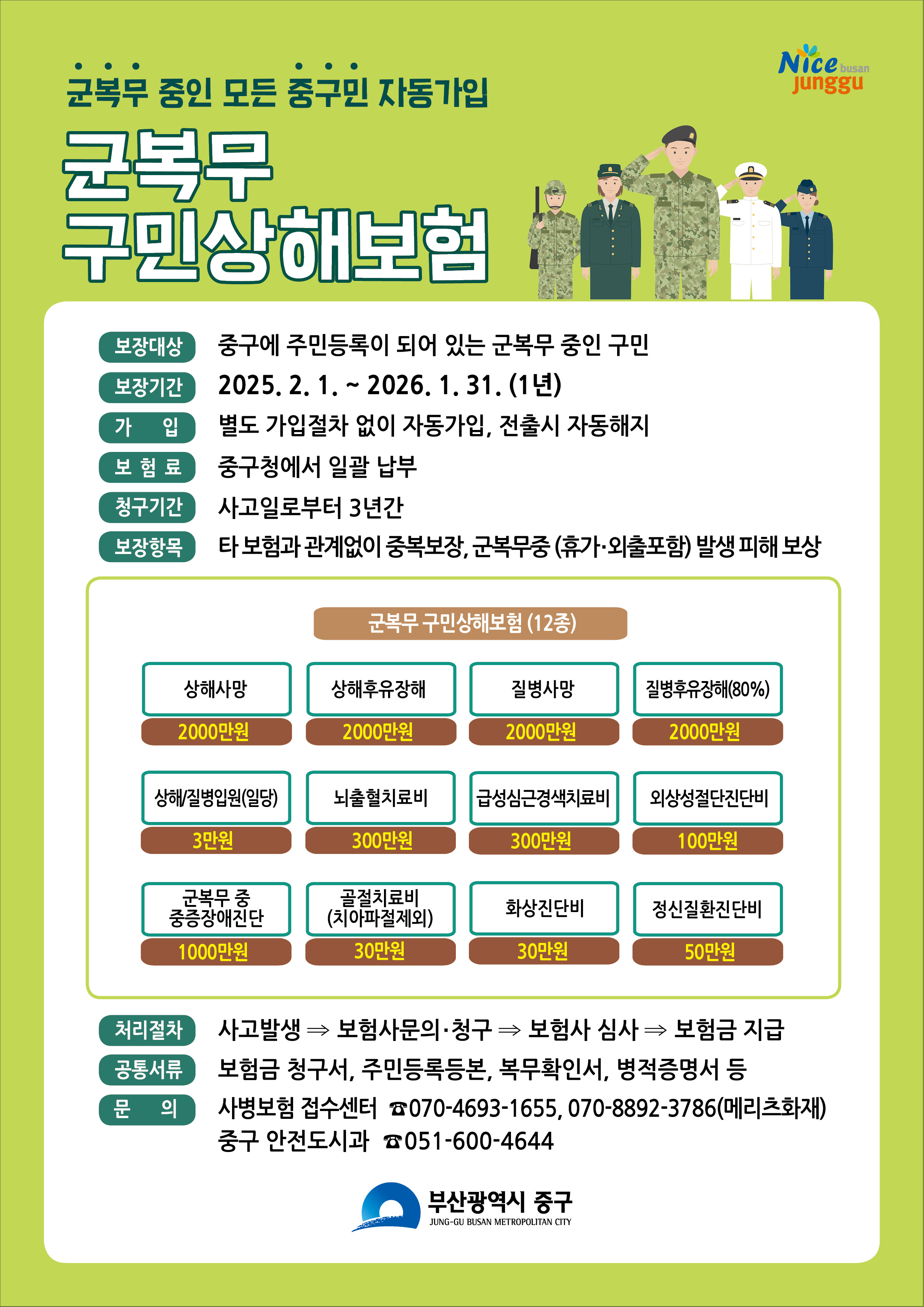 2025년 군복무 구민상해보험 시행 알림 1