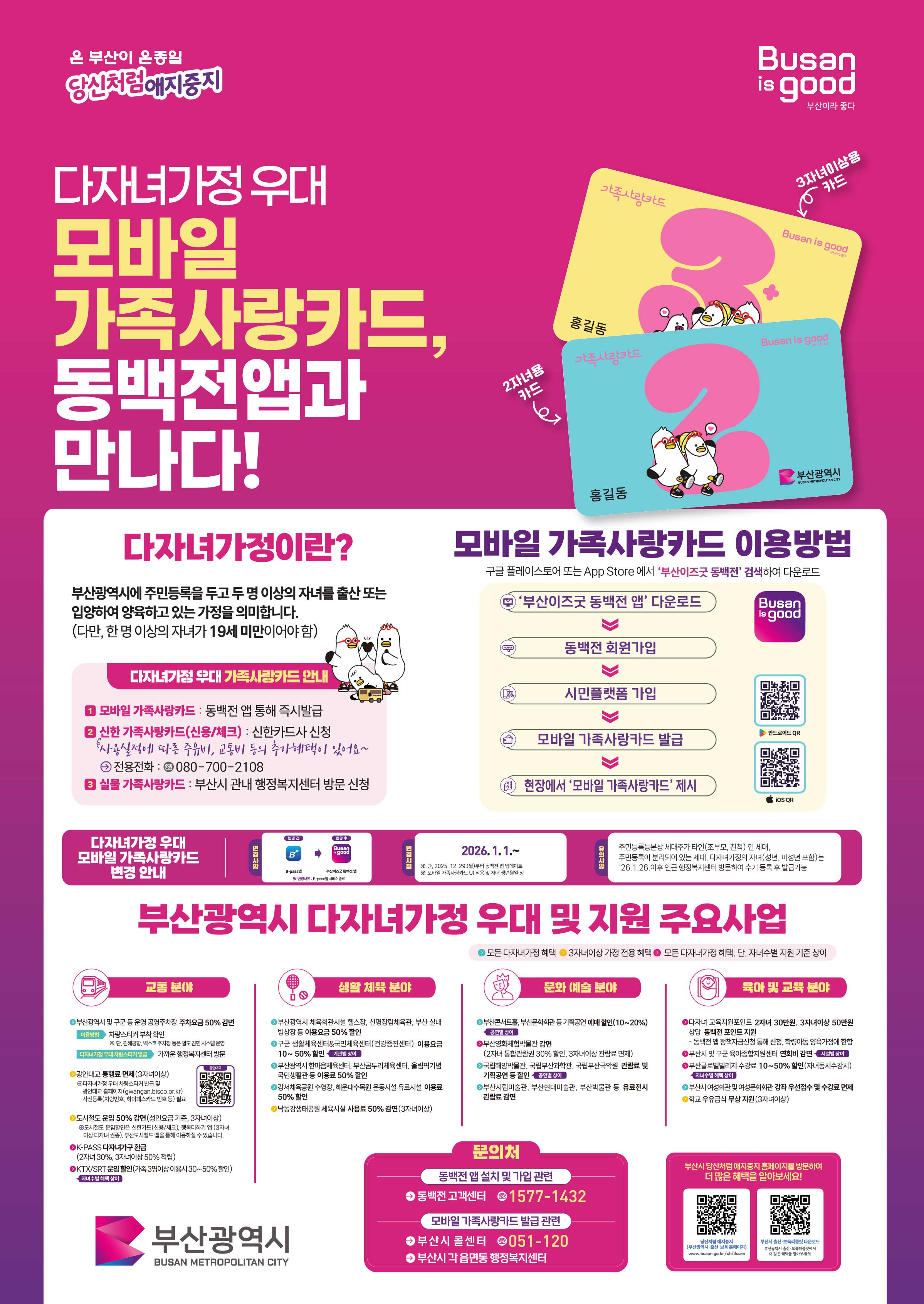 부산광역시 모바일 가족사랑카드(다자녀 우대) 변경사항 안내 1