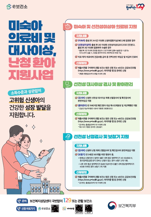 미숙아 의료비 및 대사이상, 난청환아 지원사업 1