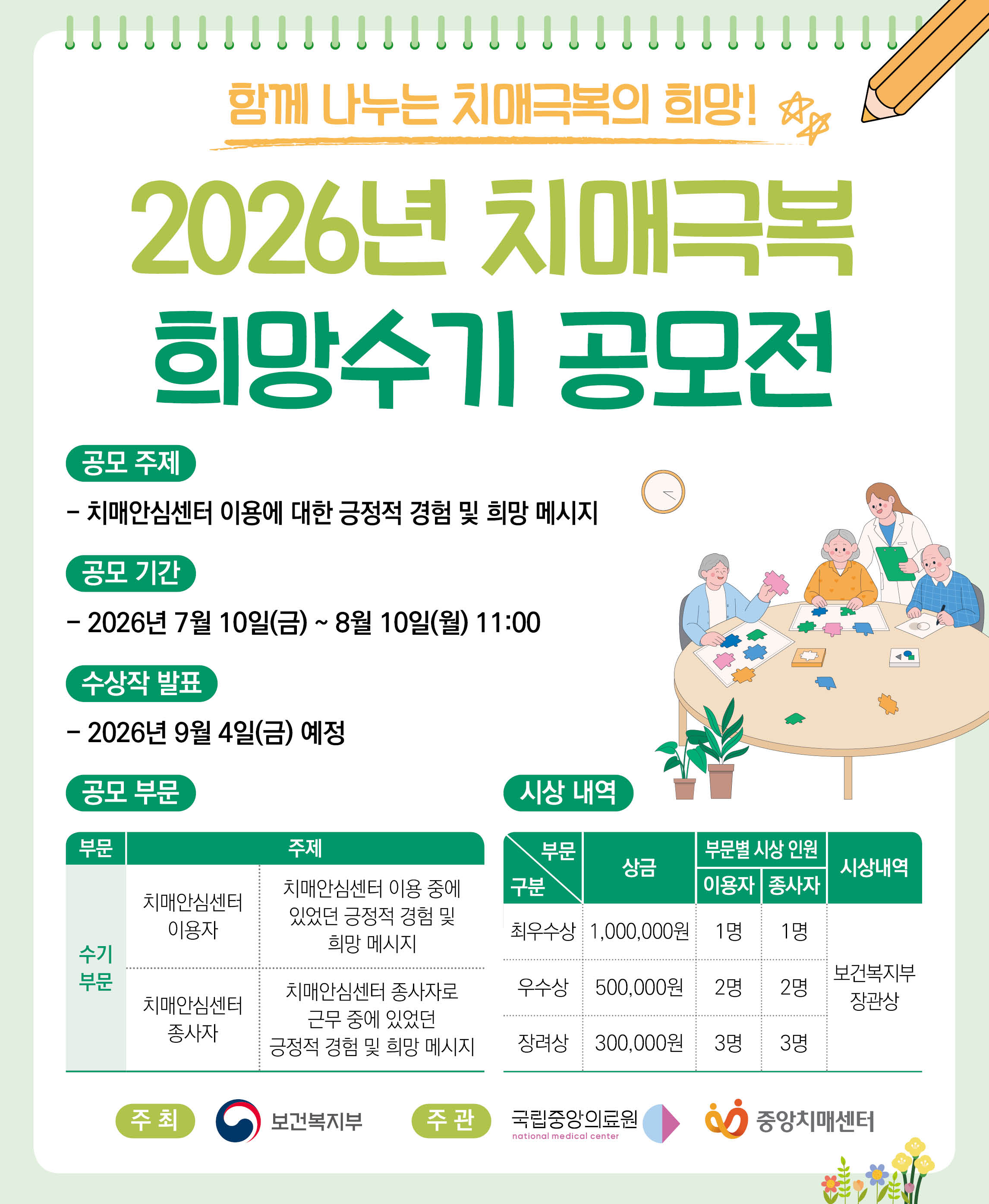 2026년 치매극복 희망수기 공모전 개최 안내 1