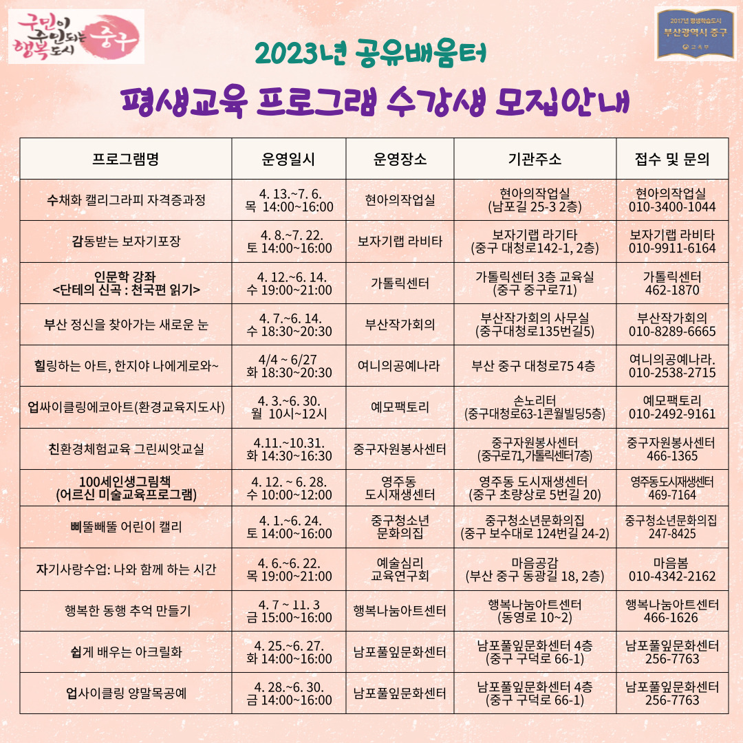 2023년 공유배움터지원사업 수강생모집 1