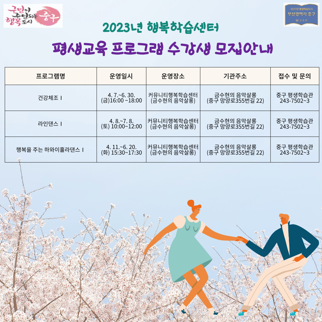 2023년 커뮤니티 행복학습센터 수강생 모집 1