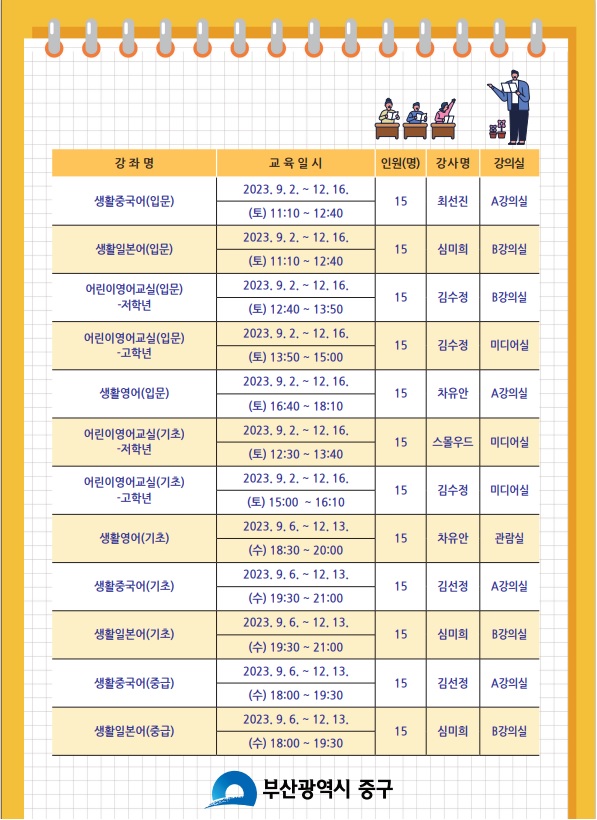 2023년 하반기 중구 글로벌 어학당 수강생 모집 2