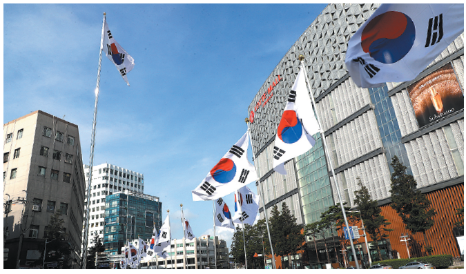 광복로 대형태극기 게양대 건립, 태극기 물결로 넘실