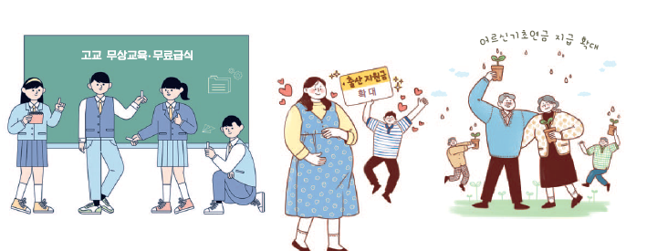 고교 전면 무상교육·무료급식 … 기초연금 소득 하위 70%까지 확대