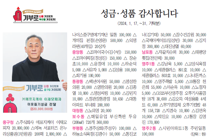 성금·성품 감사합니다