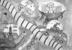 동심으로 본 세상 - 그림 '미래, 문화재 관광'