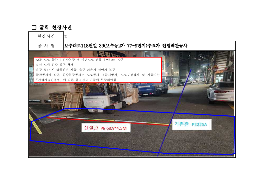 도로점용(굴착) 허가 사항 알림((주)부산도시가스, 보수동2가 77-9) 2